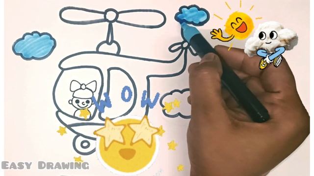 Most Easy Helicopter Drawing for Kids | How to Draw a Helicopter@EasyDrawingKIDS смотреть онлайн