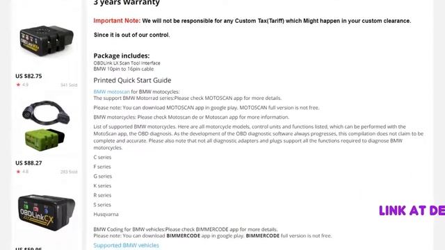 OBDLink LX Bluetooth OBD2 BIMMER Coding Tool For BMW Vehicle And Motocycle   MOTOSCAN Plus 10pin Mo