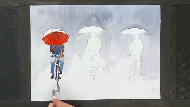 Simple water color illustrations - Bicycle riders - By artist Sunil Linus De смотреть онлайн