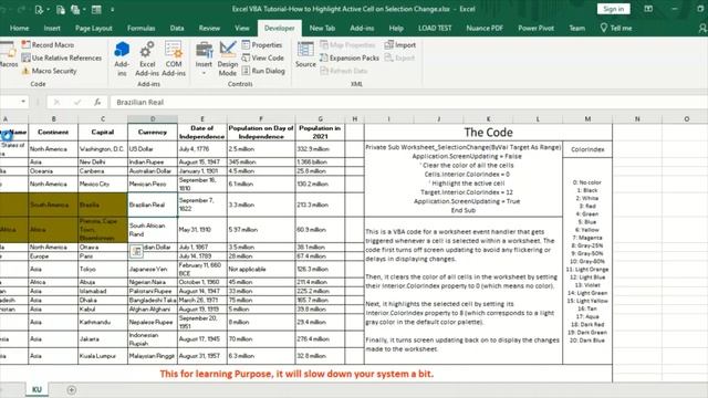 Excel VBA Tutorial How to Highlight Active Cell on Selection Change смотреть онлайн