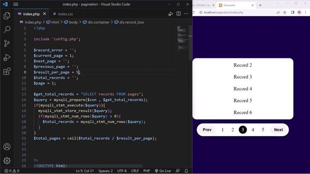 Pagination Using php смотреть онлайн