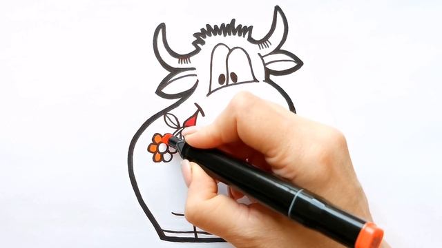 БЫЧОК С ЦВЕТКОМ /к раскраска / Нарисуй Ка смотреть онлайн