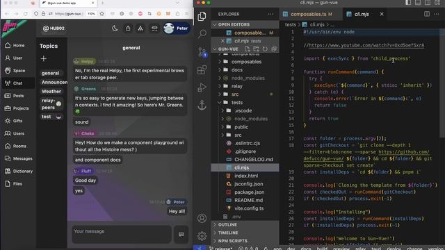 Vue 3 + Gun JS app + lib code structure overview смотреть онлайн