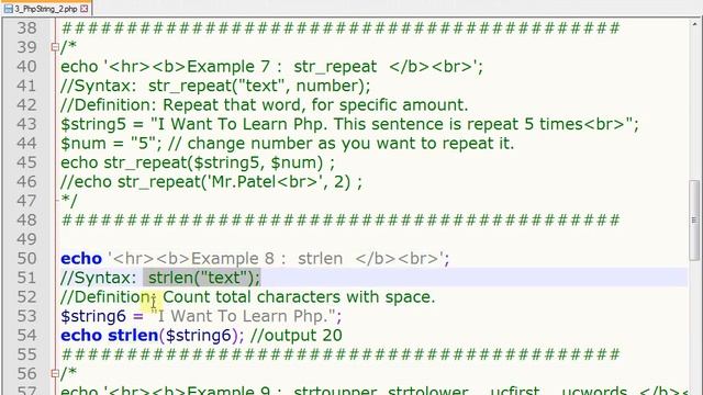 Learn Php String part2 - str_word_count , str_repeat, strlen... More смотреть онлайн