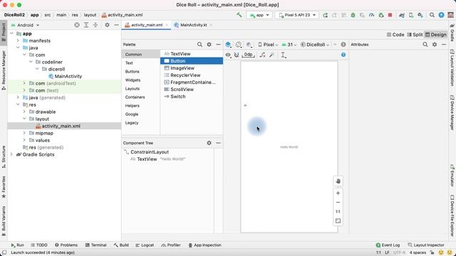 How to create a button in Android Studio. Lesson 1 // Dice roll app смотреть онлайн