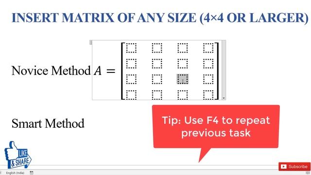 [Shortcut] Make a 4x4 matrix or any custom size matrix in Word | Create 4x4 or large Matrix in Word смотреть онлайн