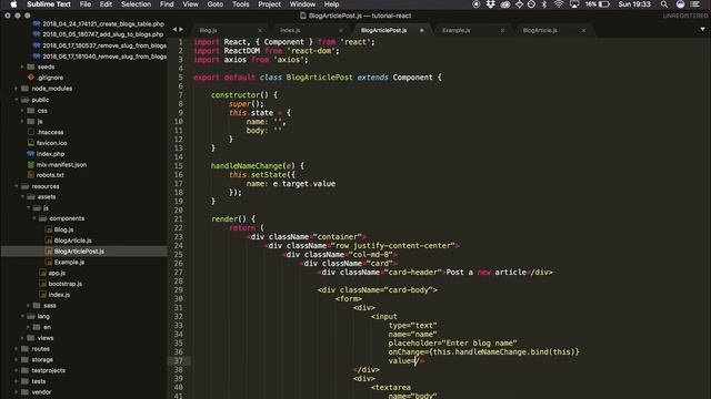 Laravel 5.6 with React.js & MySQL Tutorial: Episode 8 | Posting Data (Axios Post Request) смотреть онлайн