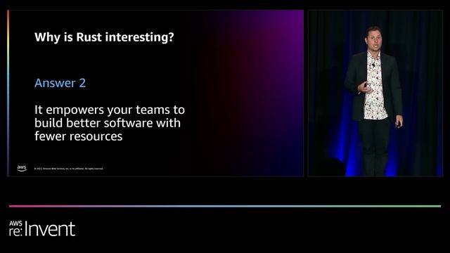 AWS re:Invent 2022 - Rust is interesting, but does it really make sense for me? (BOA201) смотреть онлайн