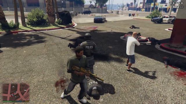 GTA 5 - Lamar And Stretch's FIVE STAR COP BATTLE At A GAS STATION! (GTA V Funny Moments) смотреть онлайн