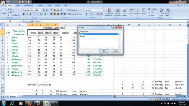 MS Excel 2007 Tutorial In Telugu || MS Excel 2007 in Telugu Part 7(Anjimvideos) смотреть онлайн
