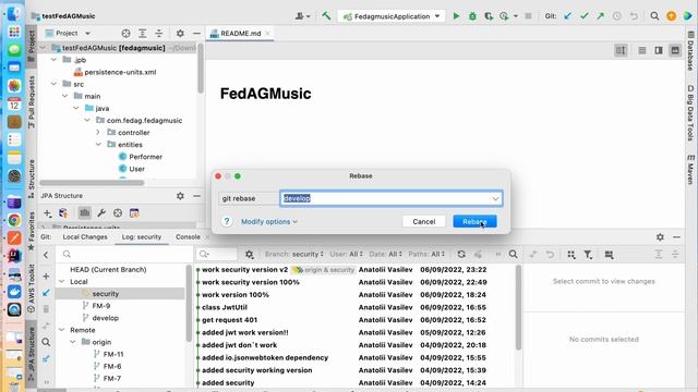 IntelliJ IDEA rebase branch from develop to security смотреть онлайн