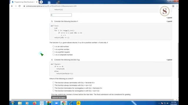 Programming,Data Structures and Algorithms using Python|| WEEK-1 Answers 2020||NPTEL||#SKumarEdu смотреть онлайн