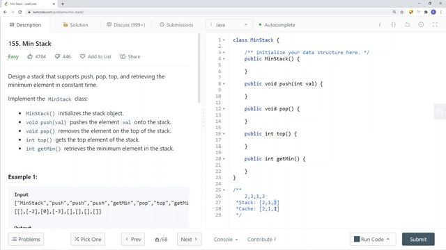 [Java] Leetcode 155. Min Stack [Stack & Queue #4] смотреть онлайн