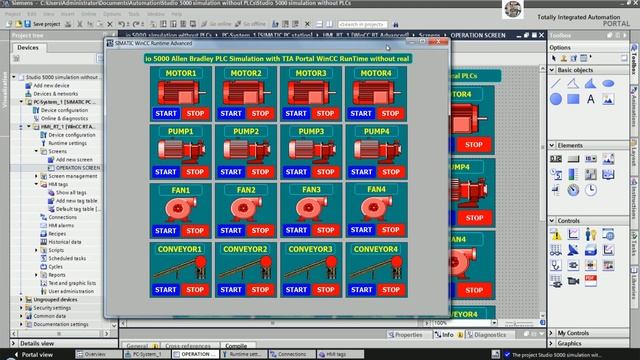 TIA Portal WinCC RunTime connect with Studio 5000 RSLogix Emulator смотреть онлайн