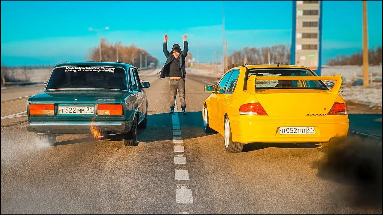 ЭТО НЕВОЗМОЖНО! АТОМНЫЙ EVO 8 играется с ТУРБО ВАЗ 2107, SUBARU WRX STI , MAZDA 6 MPS смотреть онлайн
