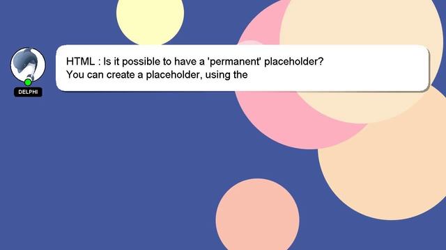 HTML : Is it possible to have a 'permanent' placeholder? смотреть онлайн