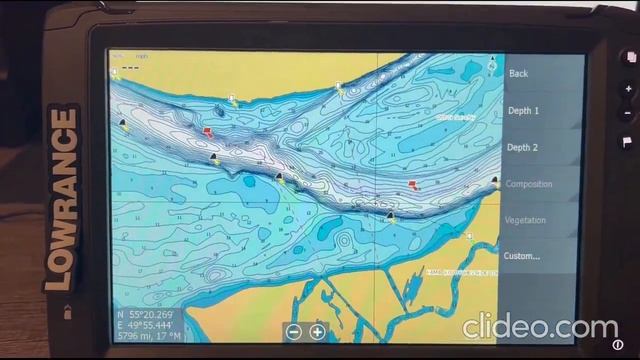 Карты C-MAP RS Y-050 Настройка палитры глубин Genesis Live на lowrance TI2 с английским языком. смотреть онлайн