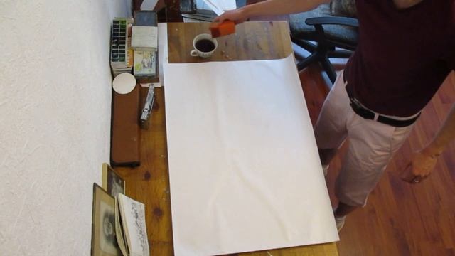 Секреты художника. Как натягивать бумагу на планшет и тонировать Чаем. Федор Усачев.