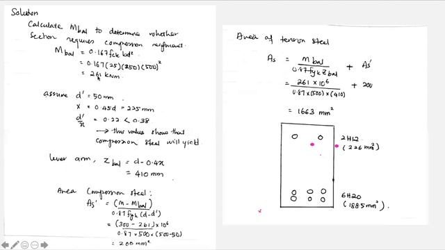 Design for flexural -doubly reinforced concrete beam section смотреть онлайн