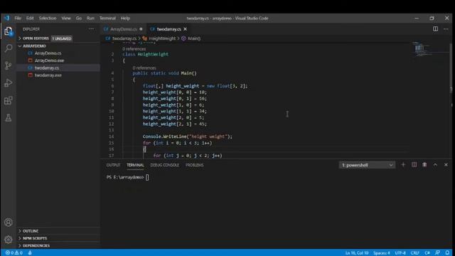 2 dimensional array in C# смотреть онлайн