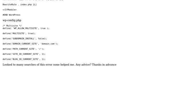 Wordpress: Trying to access second site dashboard on a multisite configuration proceeds to an error смотреть онлайн