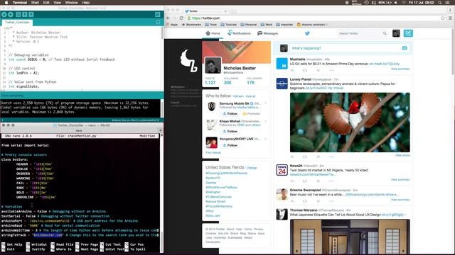 Send commands to Arduino using Python from Twitter смотреть онлайн