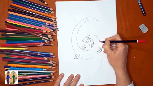 Что нарисовать из цифры 6 (ящерица). Онлайн-школа рисования "Малевашки" смотреть онлайн