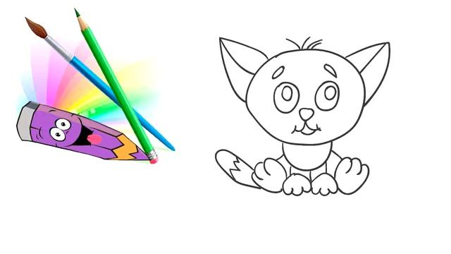 Рисуем и раскрашиваем поэтапно котёнка How to draw and paint a kitten step by st смотреть онлайн