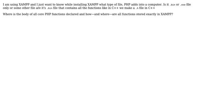 Where all the core PHP functions are stored in XAMPP on a computer? смотреть онлайн