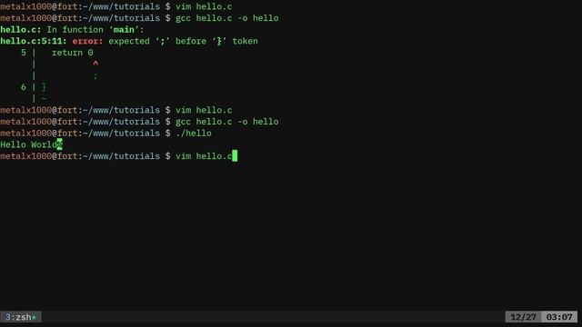 01 C Programming Hello World Tutorial GCC смотреть онлайн