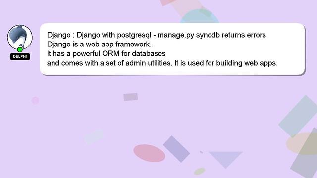 Django : Django with postgresql - manage.py syncdb returns errors смотреть онлайн