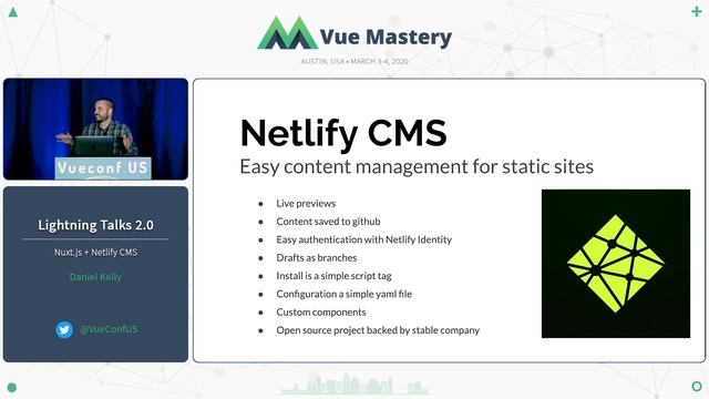 Nuxt js + Netlify CMS by Daniel Kelly | VueConf US 2020 смотреть онлайн
