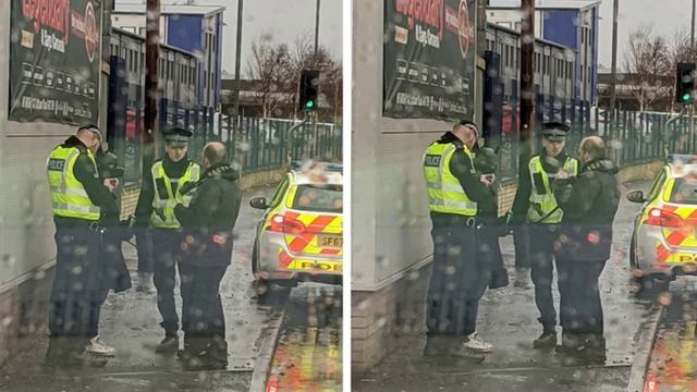 Man walking woman in 'dog gimp suit' on leash stopped by Glasgow police смотреть онлайн