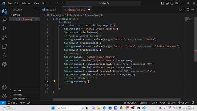 Java Basic to Advanced_025 String Function in replace, replaceAll and indexOf Function смотреть онлайн