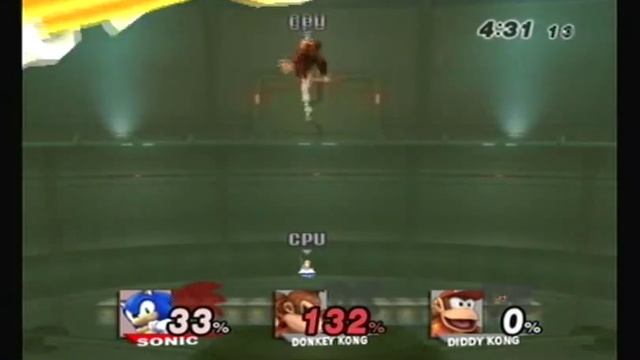 Brawl Hacks - Giant Growing Sonic v.s. Donkey Kong and Diddy Kong смотреть онлайн