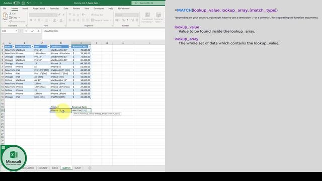 MATCH Function Excel ✅ смотреть онлайн