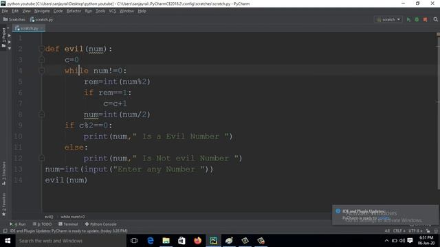 Python Program to accept a number and check it is evil number or not (Hindi) смотреть онлайн