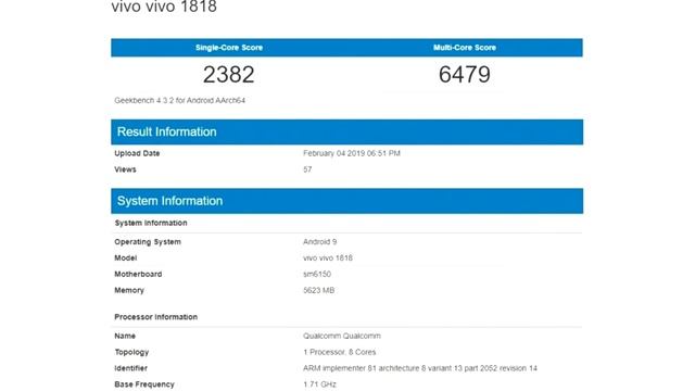 vivo V15 Pro Geekbench Test (Snapdragon 675) смотреть онлайн