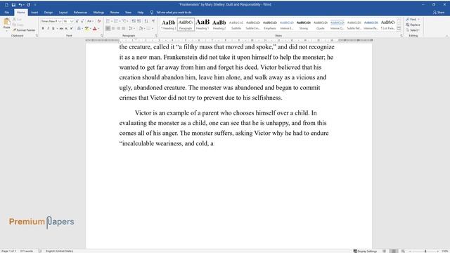 “Frankenstein” by Mary Shelley: Guilt and Responsibility - Essay Example смотреть онлайн