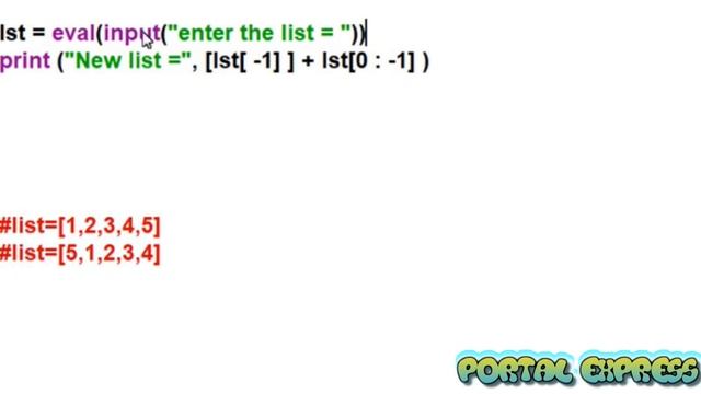 Write a program rotates the elements of a list show that the element at the first index moves to th смотреть онлайн