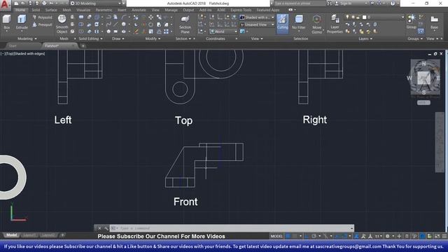Autocad 3D Tutorial 68: How to convert 3D into 2D object using Flatshot Command in Autocad 3D? смотреть онлайн