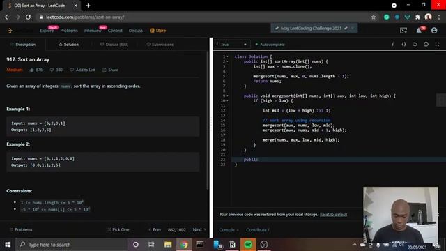 Mergesort | Sorting | Java смотреть онлайн