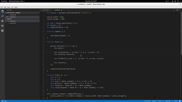 How To Make CONFETTI ANIMATION in JavaScript TUTORIAL смотреть онлайн