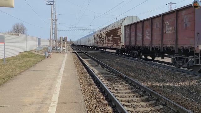 Железная дорога. Электровоз ВЛ11-069Б/ВЛ11-083 с грузовым поездом. 4k Video.