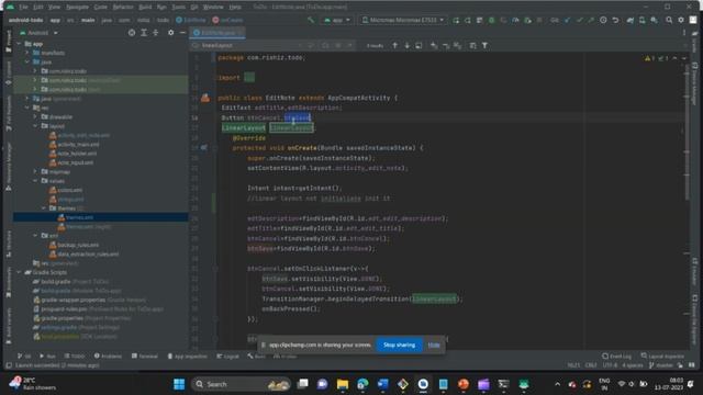 NullPointerException on linearLayout | Android смотреть онлайн