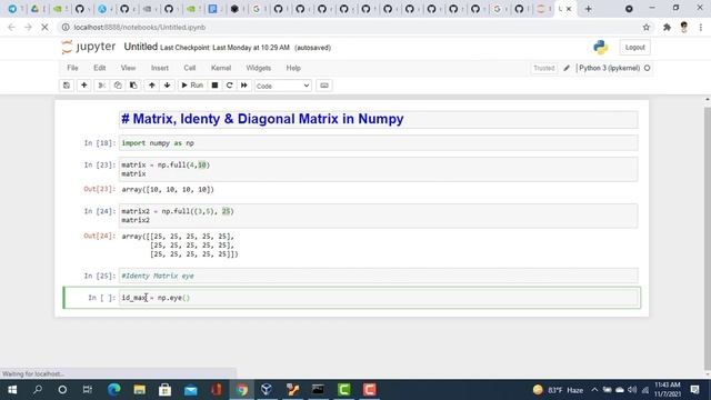 Matrix, Identy Matrix, Diagonal Matrix in Numpy | Numpy Tutorial - 6 | Bangla смотреть онлайн