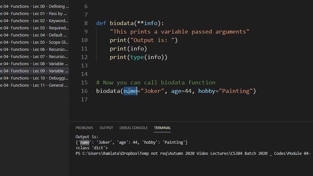 CS384 Python Programming Module 04 Functions Lec 09 Variable Length Arguments xxargs смотреть онлайн