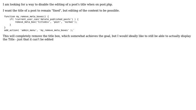Wordpress: Prevent Title Edit In post.php смотреть онлайн
