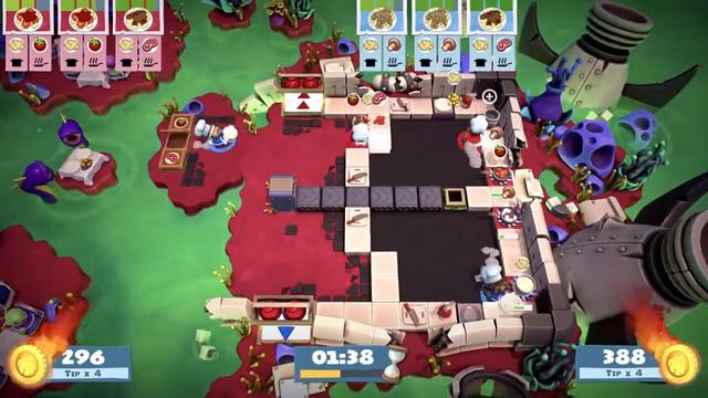 Overcooked 2 - Versus Mode - Gourmet Galaxy 2v2 (4 players) смотреть онлайн
