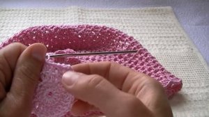 Вязание летней шапочки сеточкой  крючком 1,2,3,4 ряд.